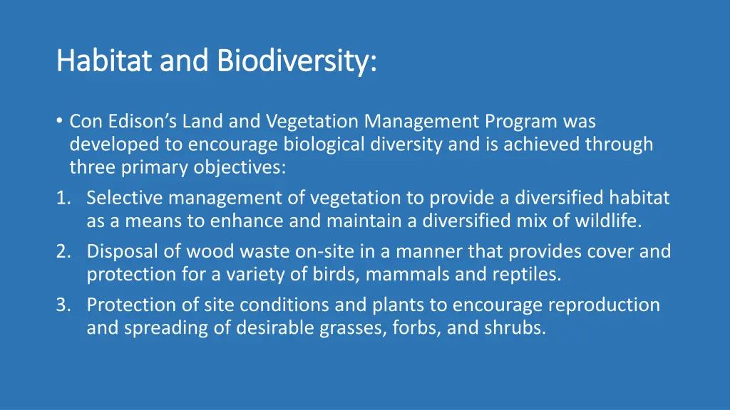 habitat and biodiversity habitat and biodiversity