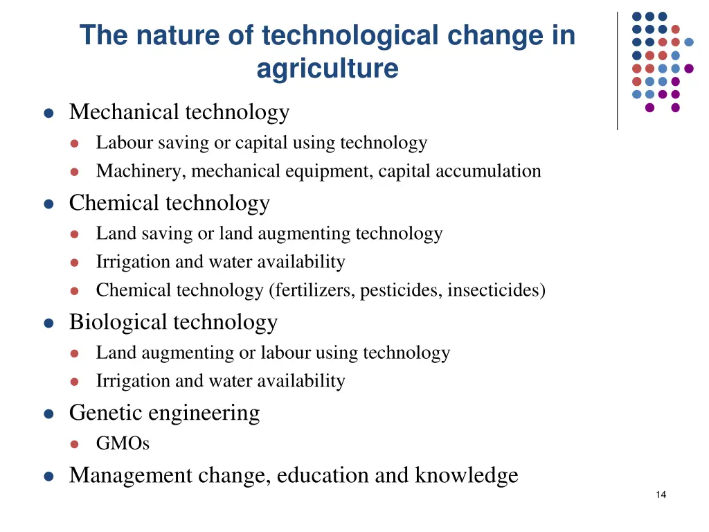 the nature of technological change in agriculture