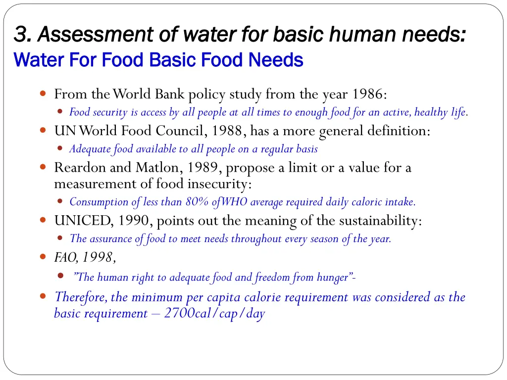 3 assessment of water for basic human needs