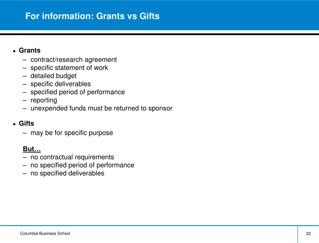 for information grants vs gifts