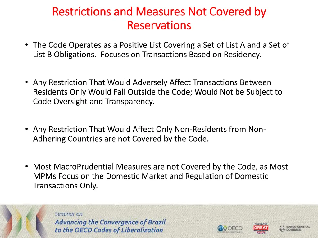 restrictions and measures not covered