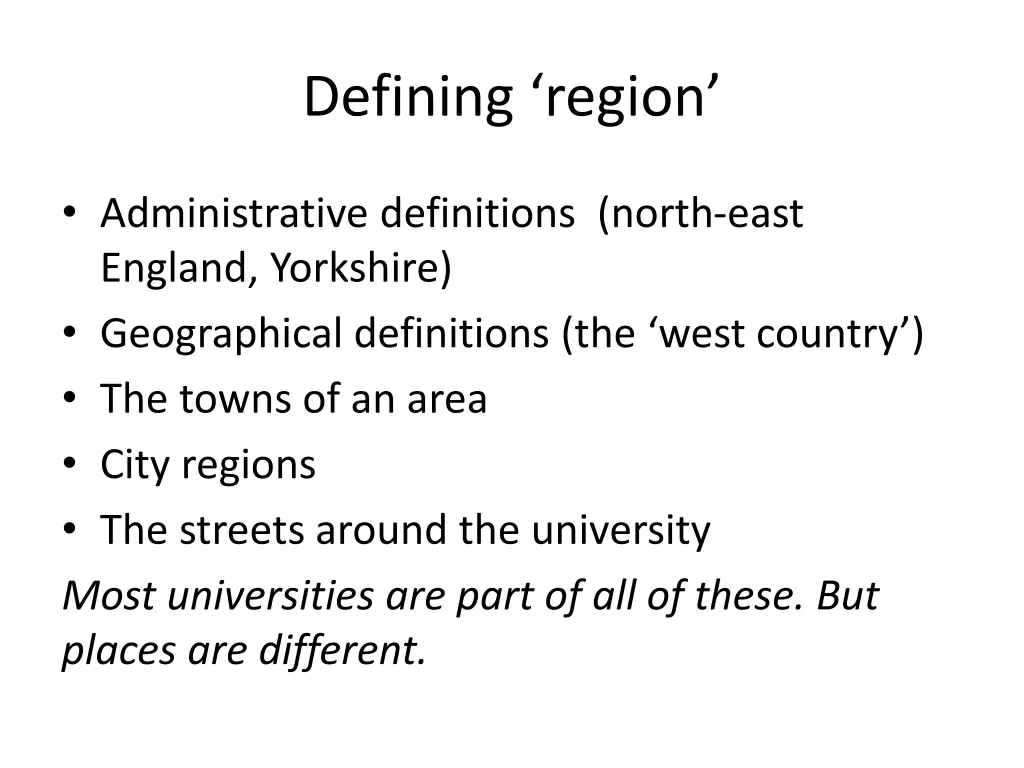 defining region