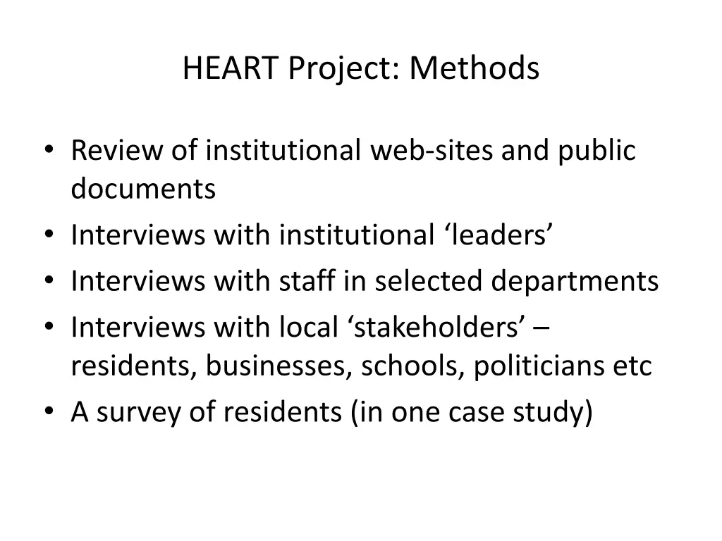 heart project methods