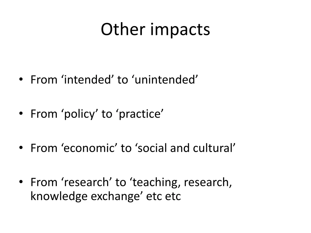 other impacts