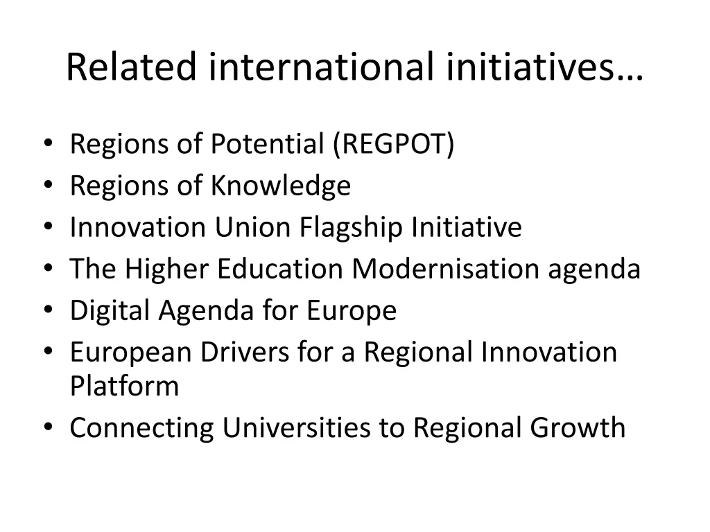 related international initiatives