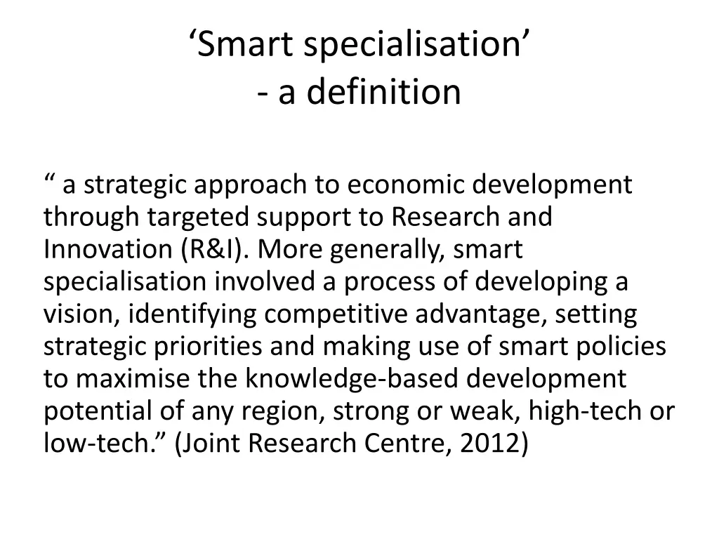 smart specialisation a definition