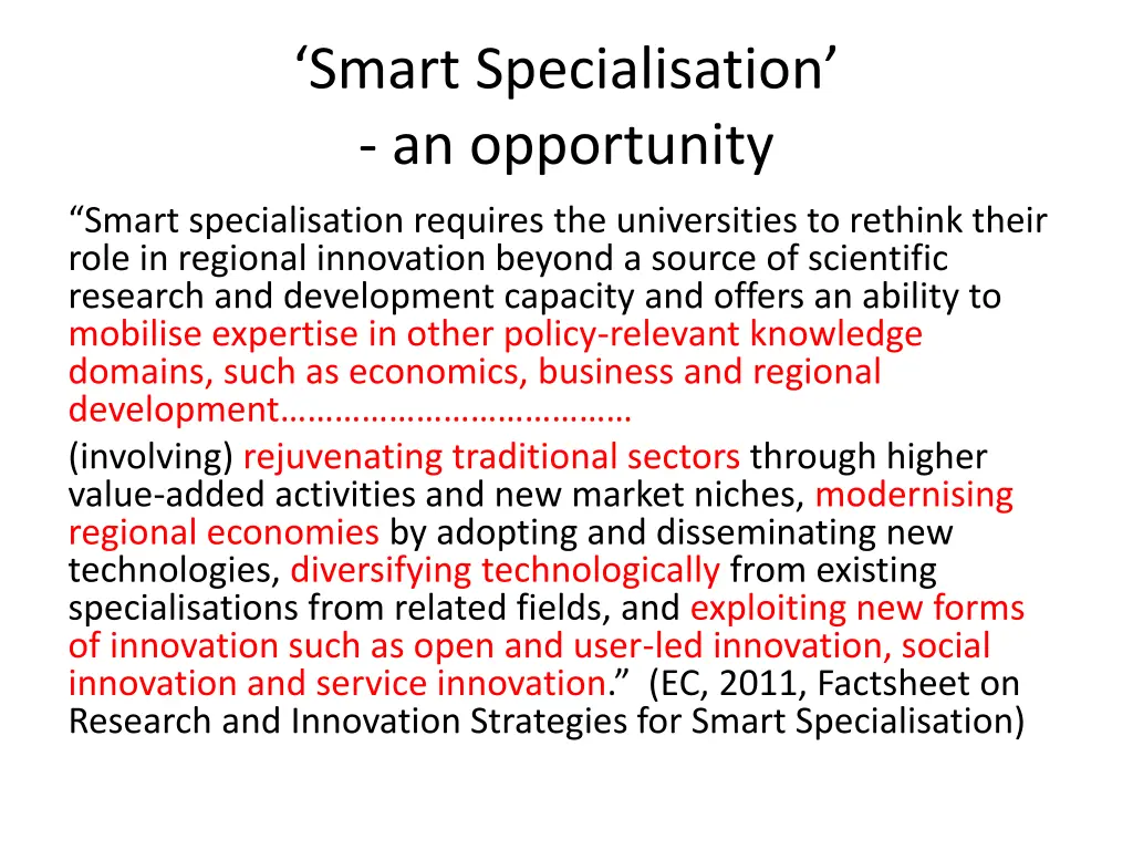 smart specialisation an opportunity