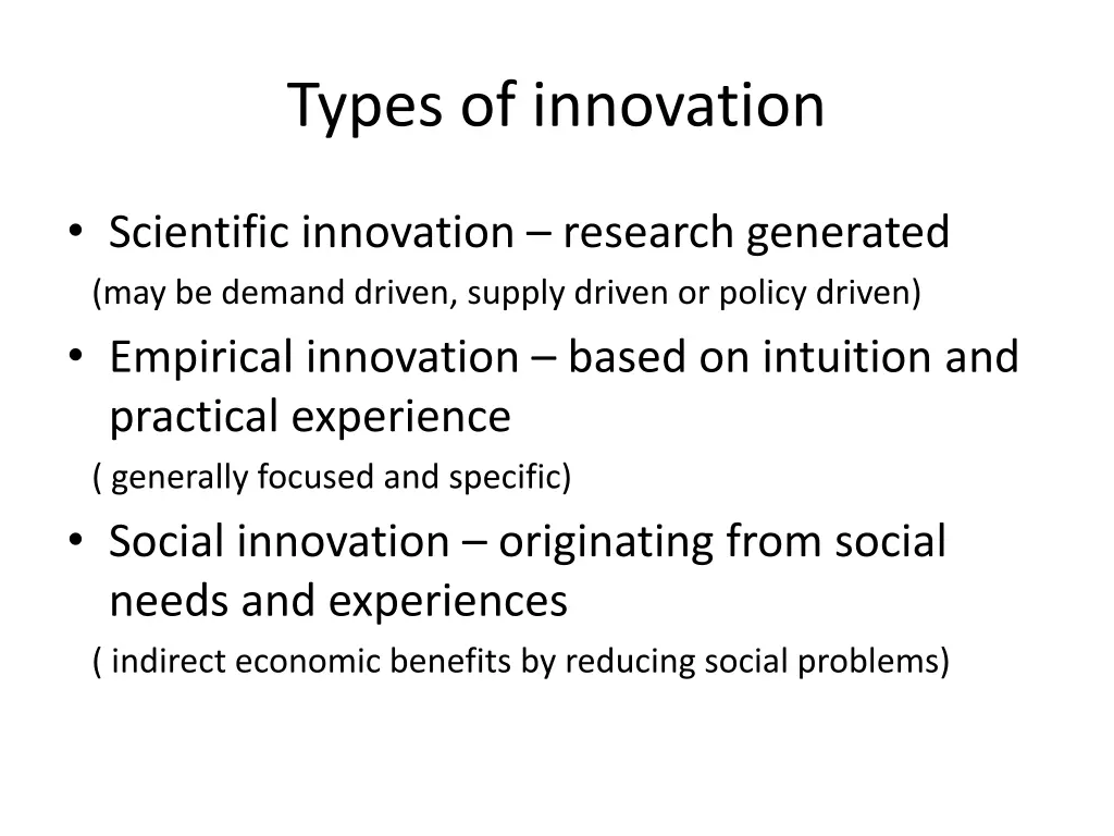 types of innovation