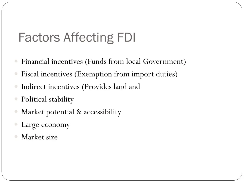 factors affecting fdi