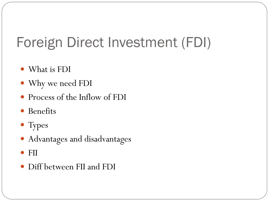 foreign direct investment fdi