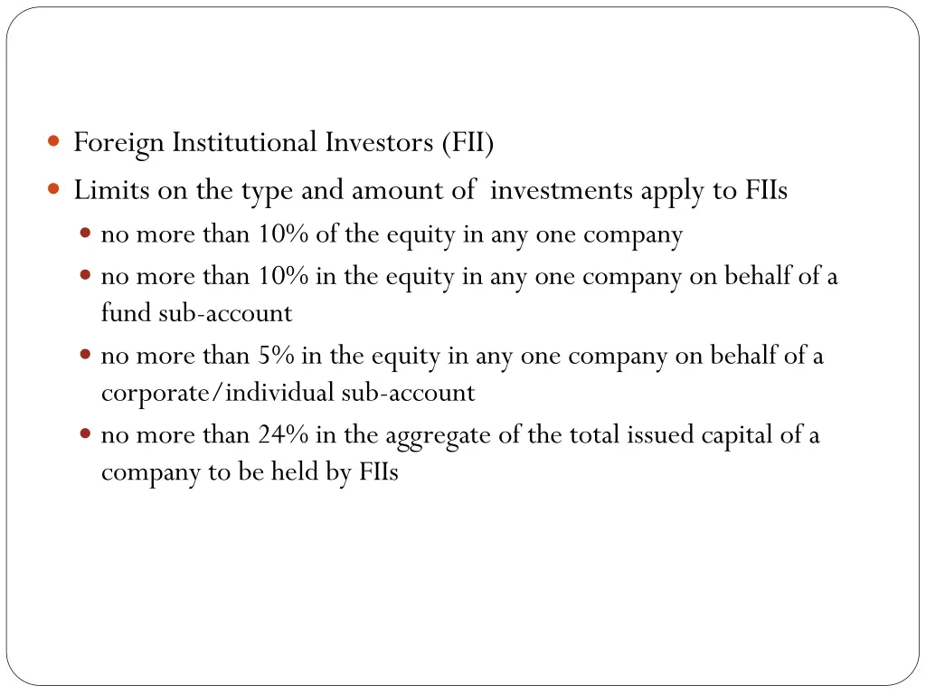 foreign institutional investors fii limits