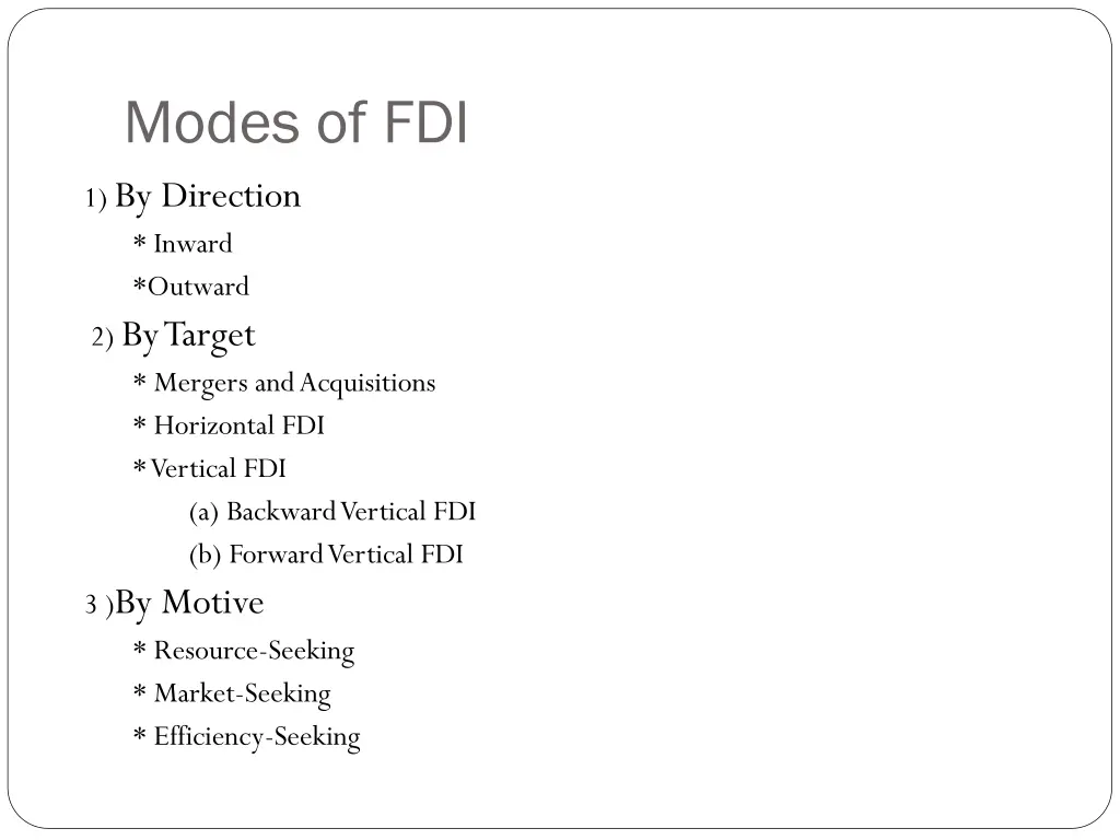 modes of fdi