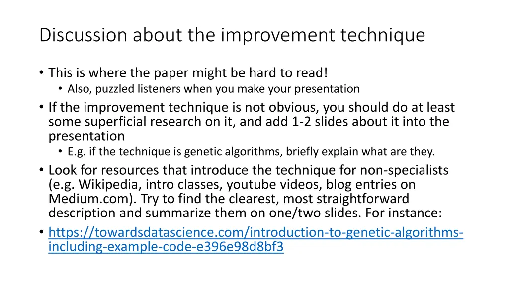 discussion about the improvement technique