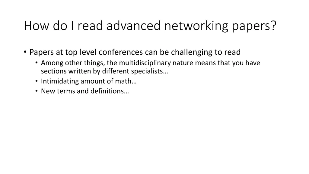 how do i read advanced networking papers