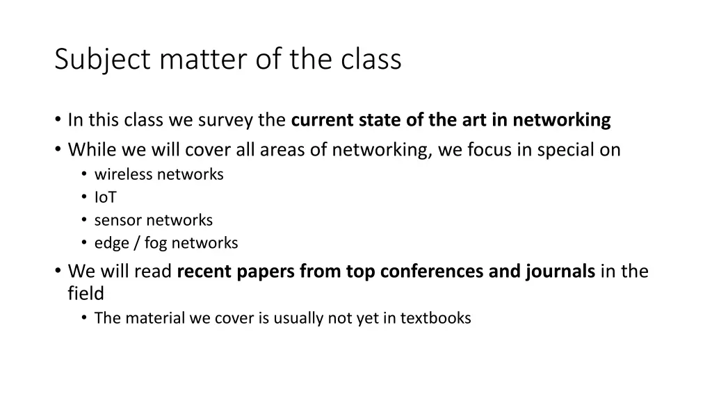 subject matter of the class