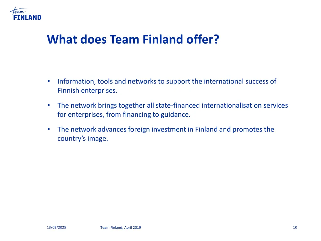 what does team finland offer