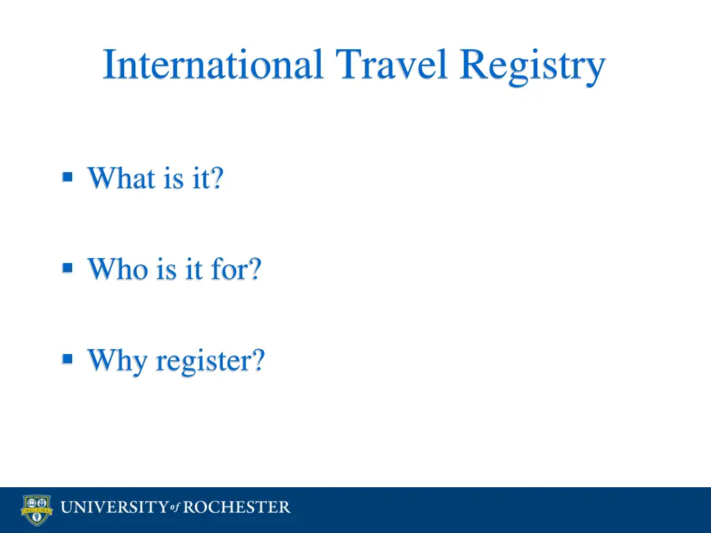 international travel registry