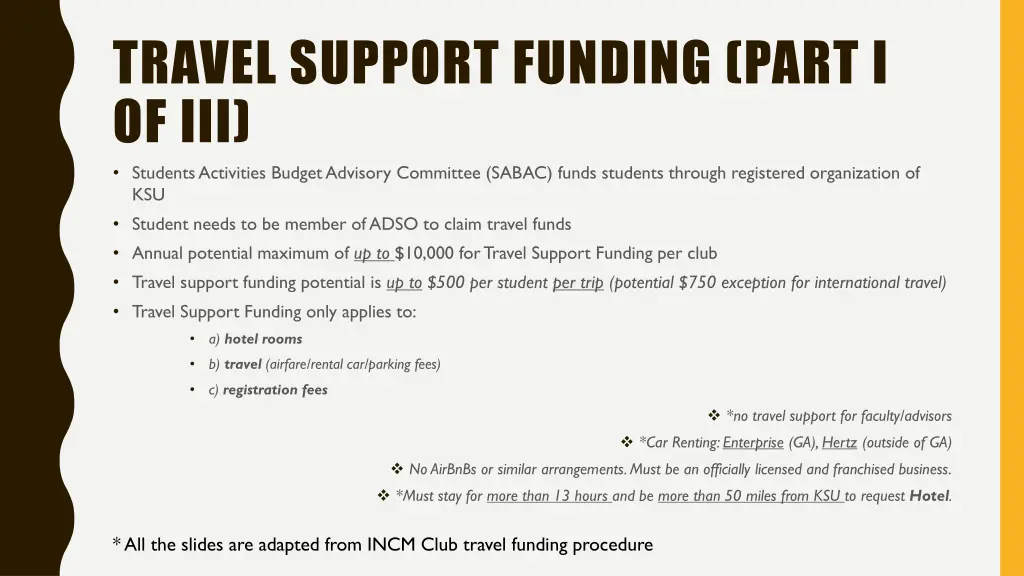 travel support funding part i of iii students