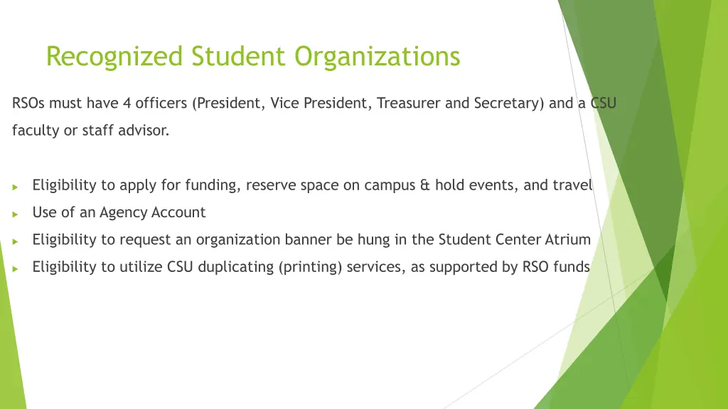 recognized student organizations