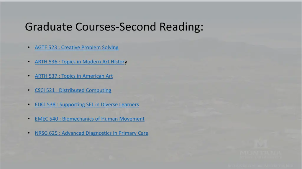 graduate courses second reading