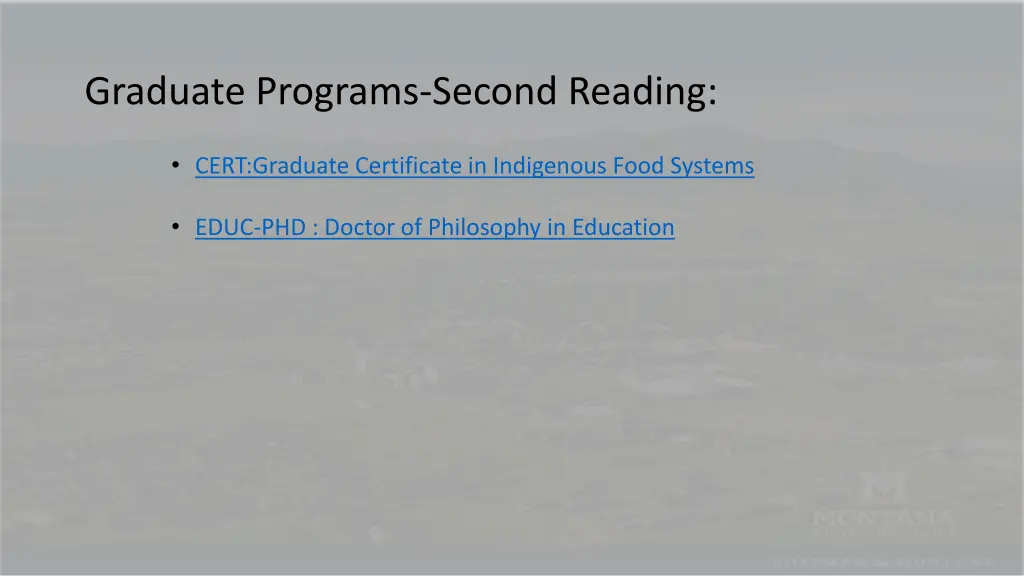 graduate programs second reading
