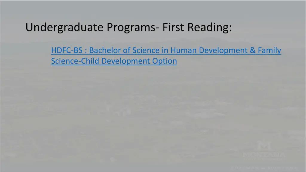 undergraduate programs first reading