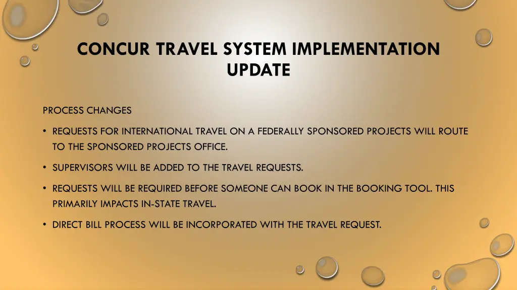 concur travel system implementation update 1