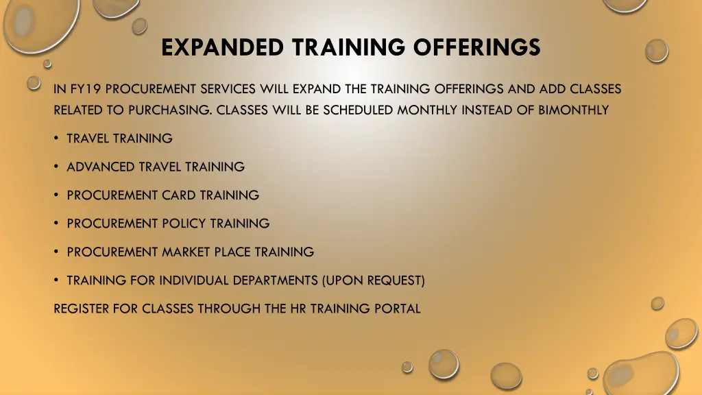 expanded training offerings