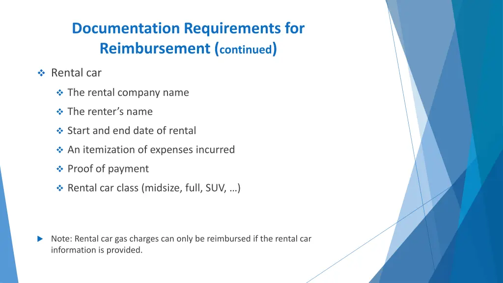 documentation requirements for reimbursement 2
