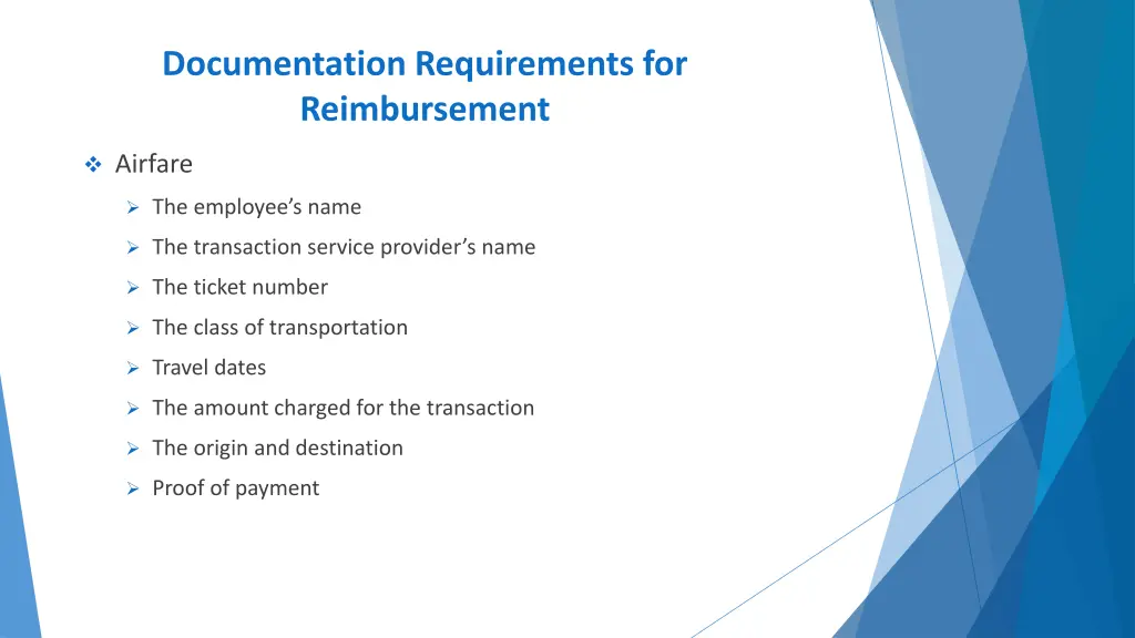 documentation requirements for reimbursement