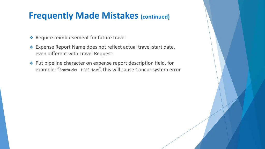 frequently made mistakes continued 1