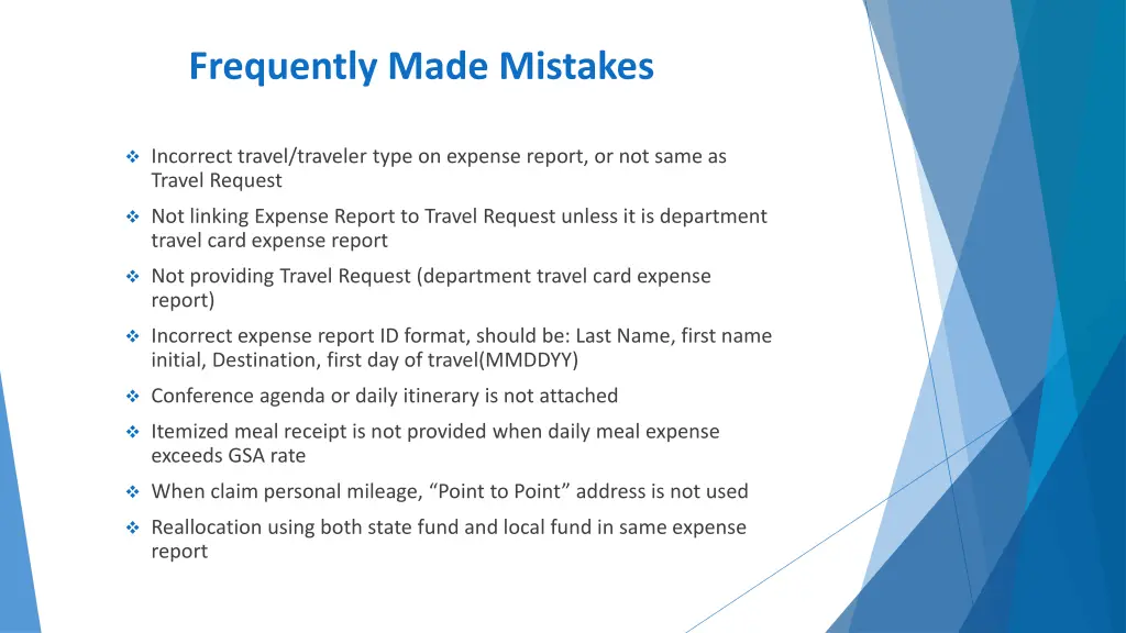 frequently made mistakes