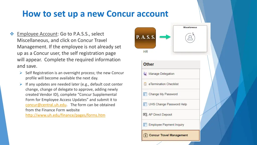 how to set up a new concur account