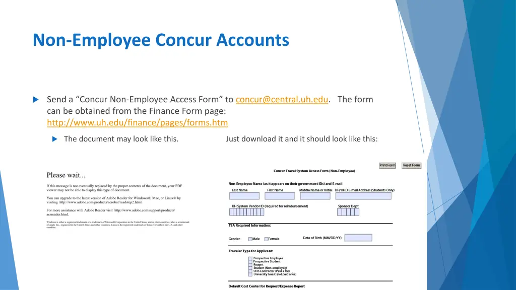 non employee concur accounts