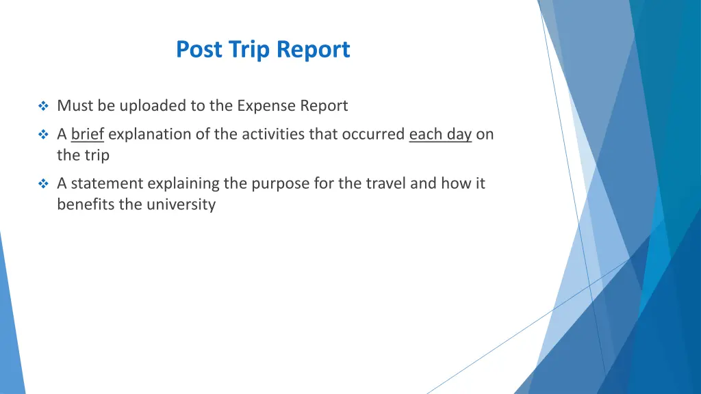 post trip report