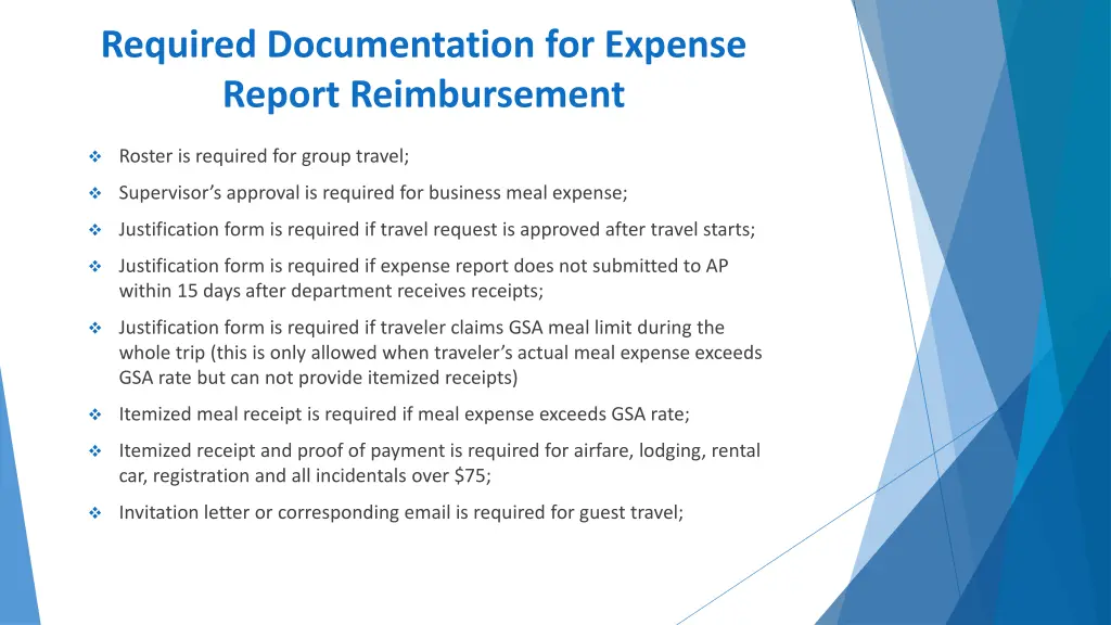 required documentation for expense report 1