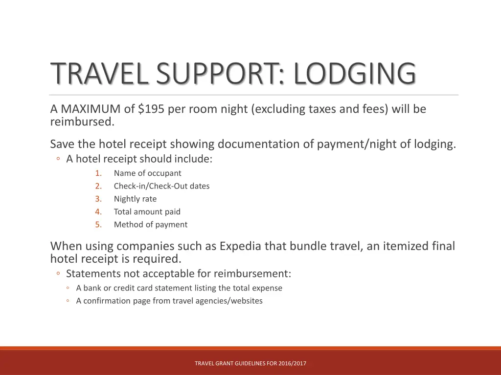 travel support lodging