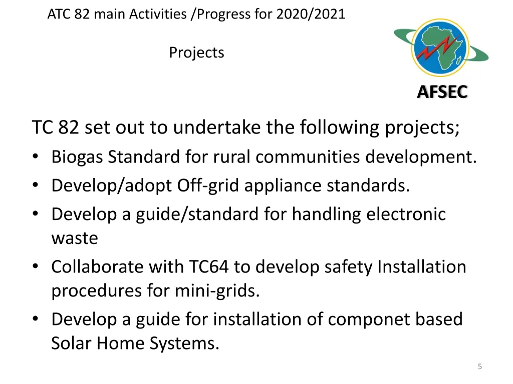 atc 82 main activities progress for 2020 2021 2