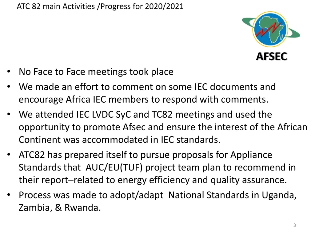 atc 82 main activities progress for 2020 2021