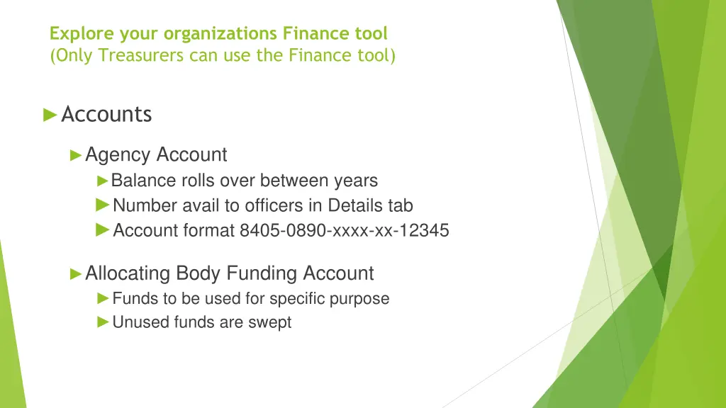 explore your organizations finance tool only