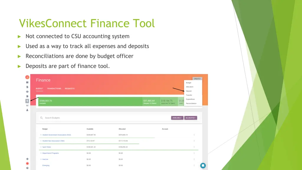 vikesconnect finance tool