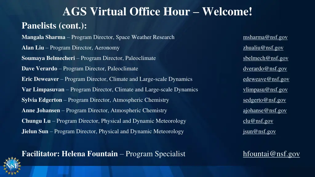 ags virtual office hour welcome panelists cont