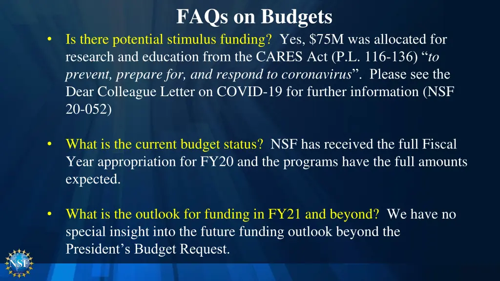 faqs on budgets