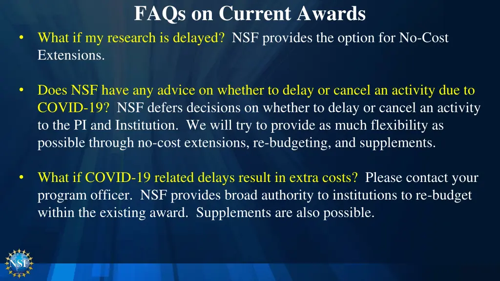 faqs on current awards what if my research