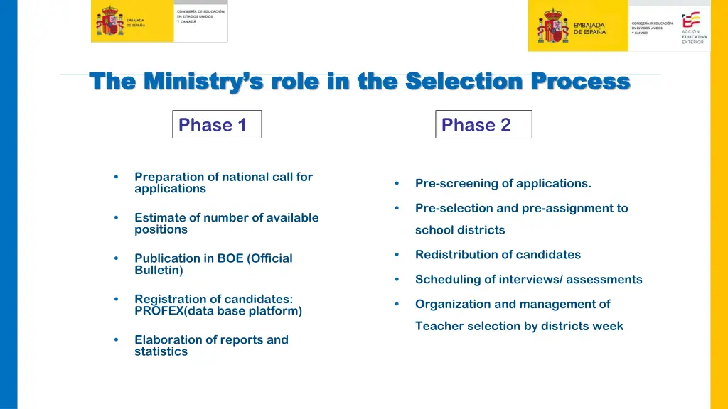 the ministry s role in the selection process
