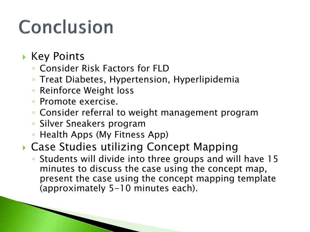 key points consider risk factors for fld treat
