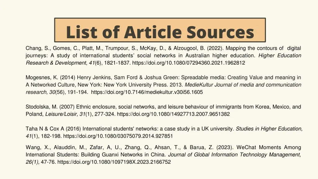 list of article sources chang s gomes c platt