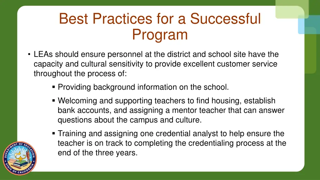 best practices for a successful program