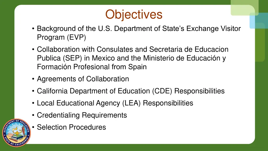 objectives