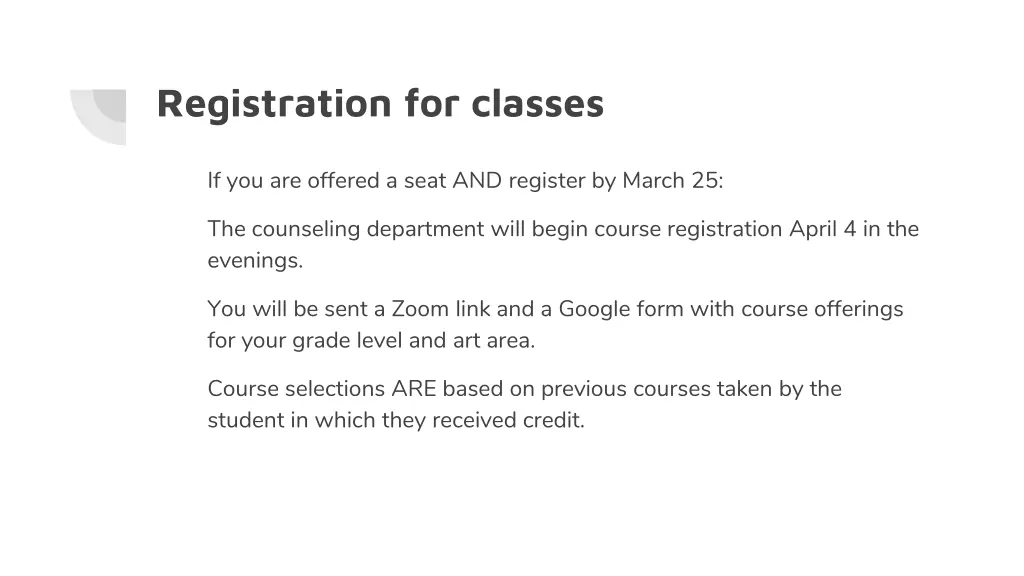 registration for classes
